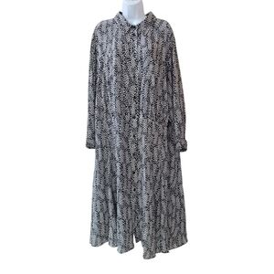 WHO WHAT WEAR Domino Dots Long Sleeve Button Front Dress Size 4X